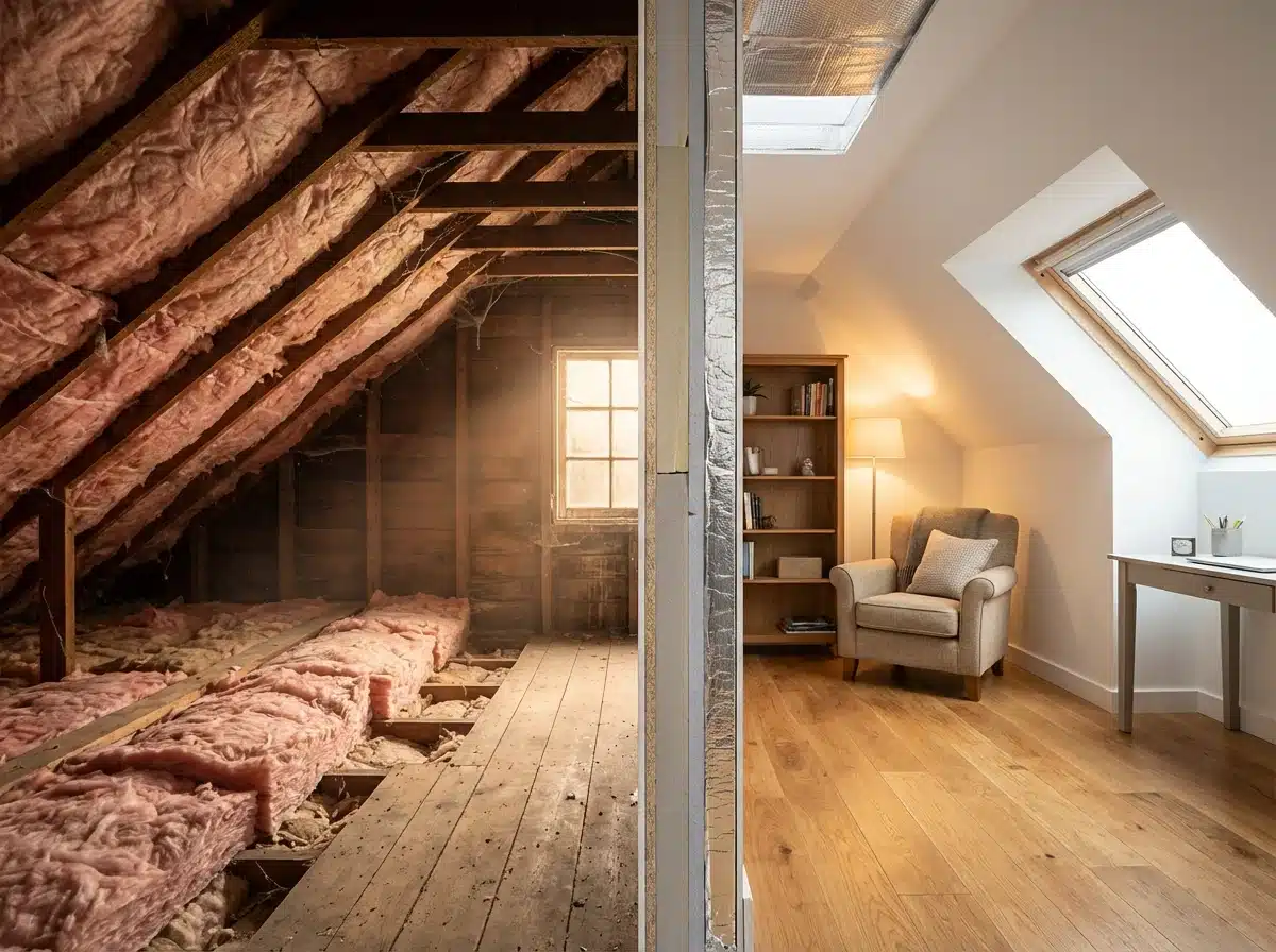 Image comparative de combles aménagées et perdues
